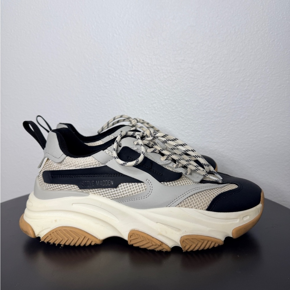 Steve Madden Black and Cream Chunky Sneakers